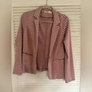 Pink and white striped blazer